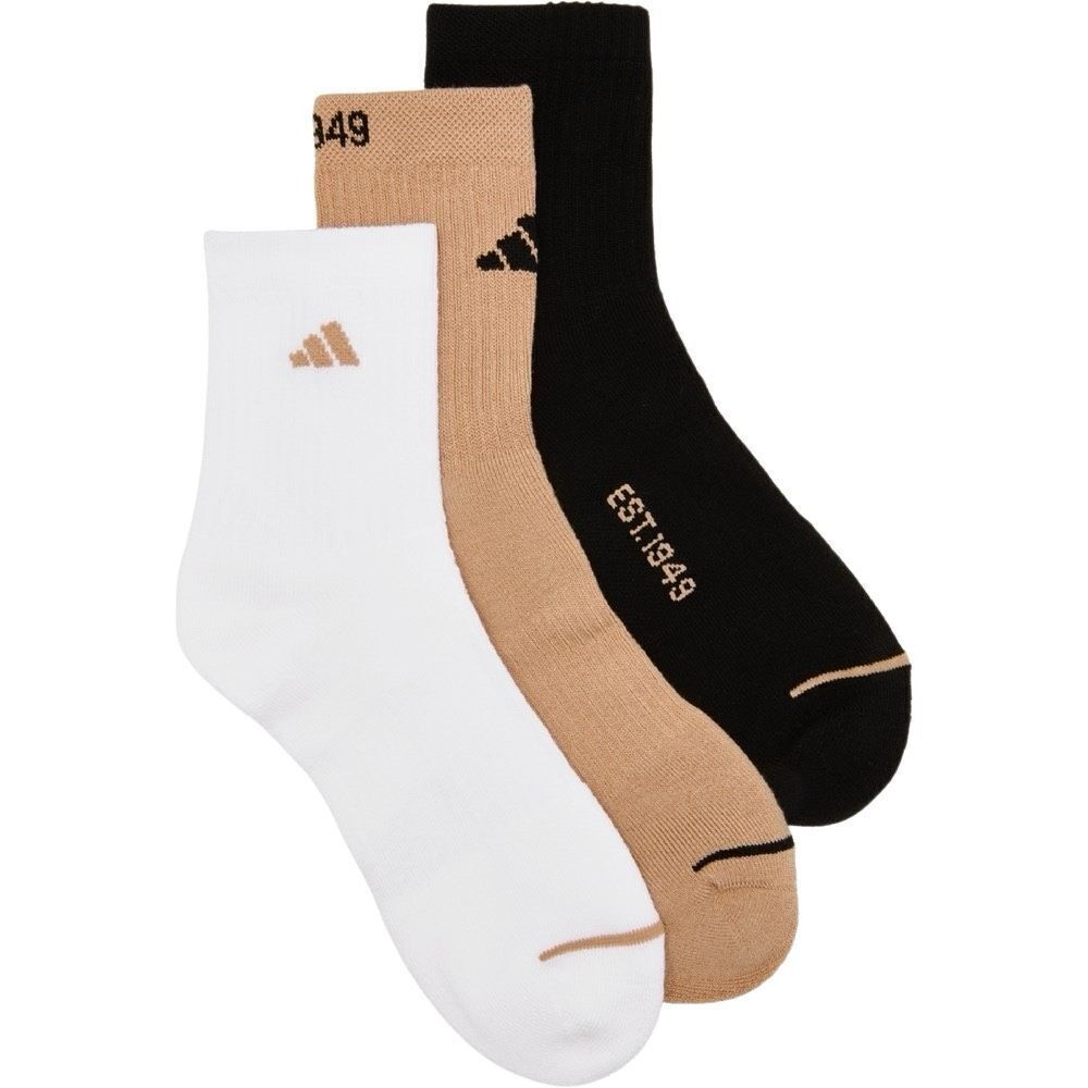 Adidas Men’s 3-Pack Cushioned Ankle Socks - Beige Black White Size 6-12 NWT